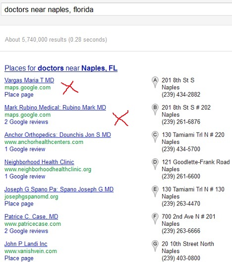 Doctors near Naples, Florida (Google Listing)