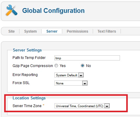 Joomla Timezone