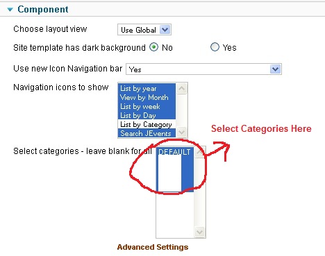 JEvents Select Categories